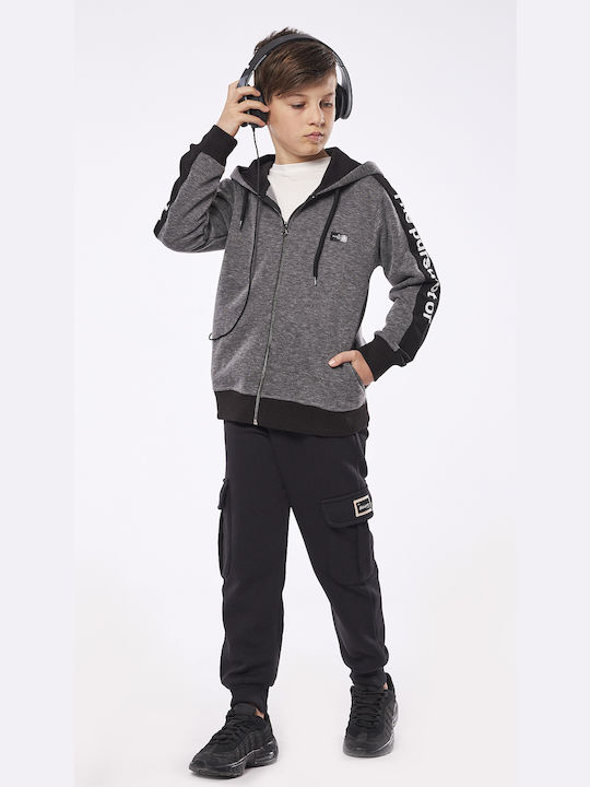 Hashtag Boys Hooded Sweatshirt with Zipper Gray