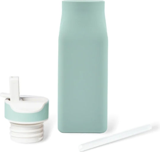 Nuuroo Lindi Kids Water Bottle Silicone with Straw Light Blue 450ml