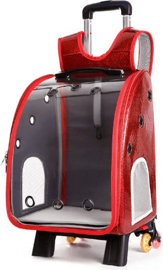 4 Dog/Cat Carrying Red Trolley for 8kg Pets L33xW27xH42cm
