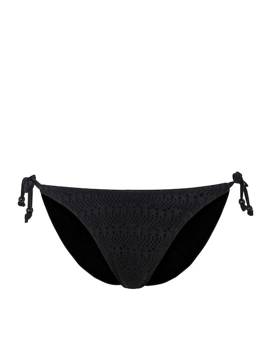 Mimi Bikini Slip με Κορδονάκια Μαύρο