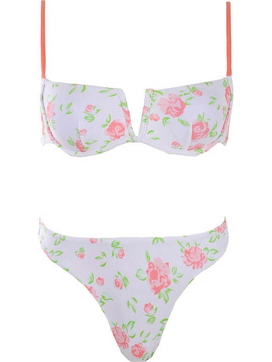 Set Bikini Brazil Floral Λευκό