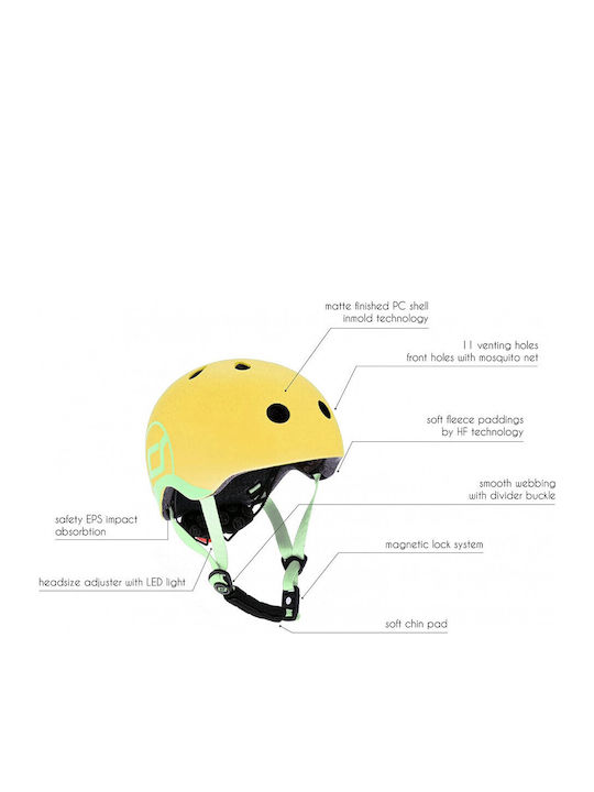 Scoot & Ride Kids' Helmet for City Bike Yellow with LED Light