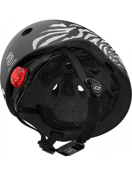 Scoot & Ride Ζebra Kids' Helmet for City Bike Black with LED Light XXS-S / 45-51 εκ.