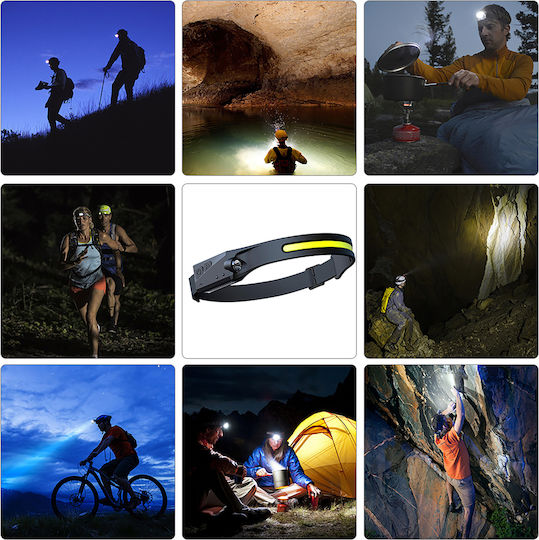 Rechargeable Headlamp LED IPX4 with Maximum Brightness 350lm Black