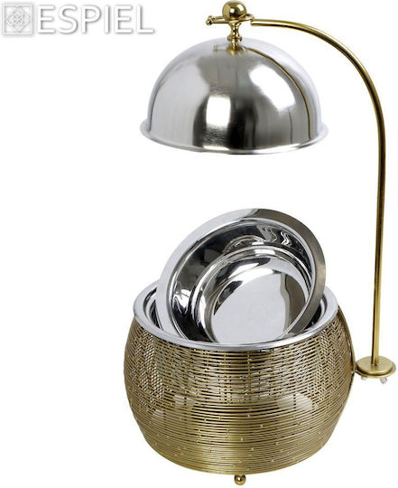 Espiel Metallic Fondue Pot with Tea Light Gold 35x35x40cm
