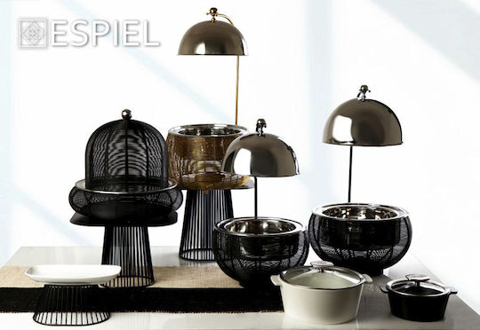 Espiel Metallic Fondue Pot with Tea Light Black 43cm