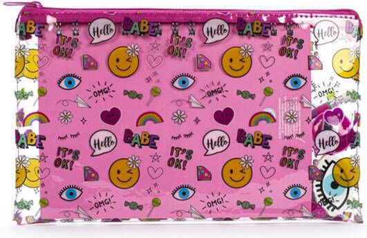 Tri-Coastal Design Kids Stationery Set with Pencil, Eraser, Notepad, Ruler and Pencil Case Pink Smile