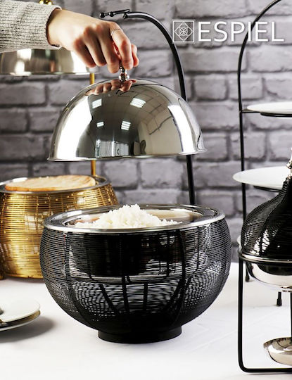 Espiel Chafing Dish Metallic Fondue Pot with Tea Light Black 25x25x30cm