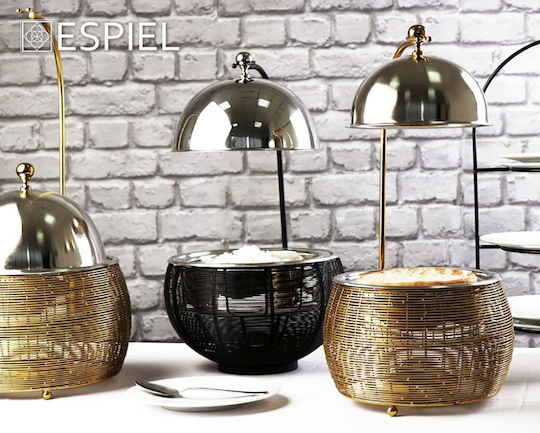 Espiel Metallic Fondue Pot with Tea Light Gold 25x25x30cm