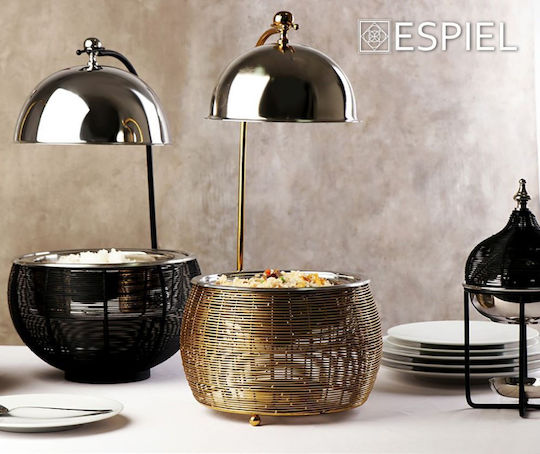 Espiel Metallic Fondue Pot with Tea Light Gold 25x25x30cm