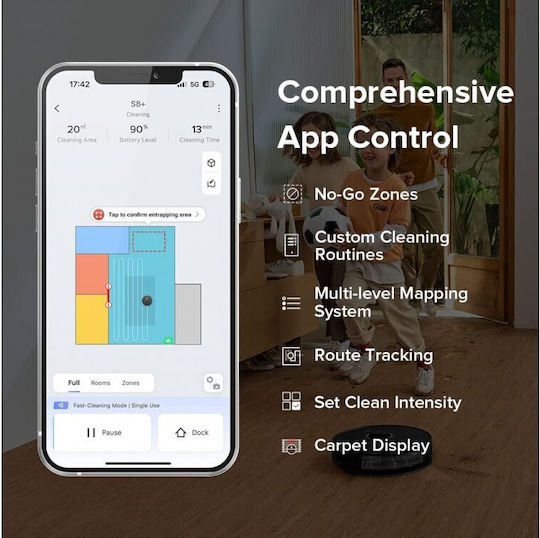Roborock S8+ Aspirator Robot cu Cartografiere Laser și Putere de Aspirație 6000Pa Negru
