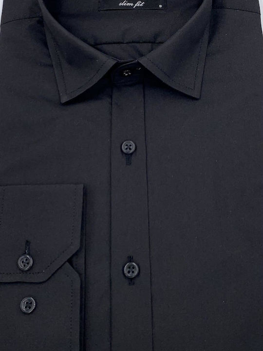 Langärmlig Baumwolle Hemd Polka Dot Schwarz