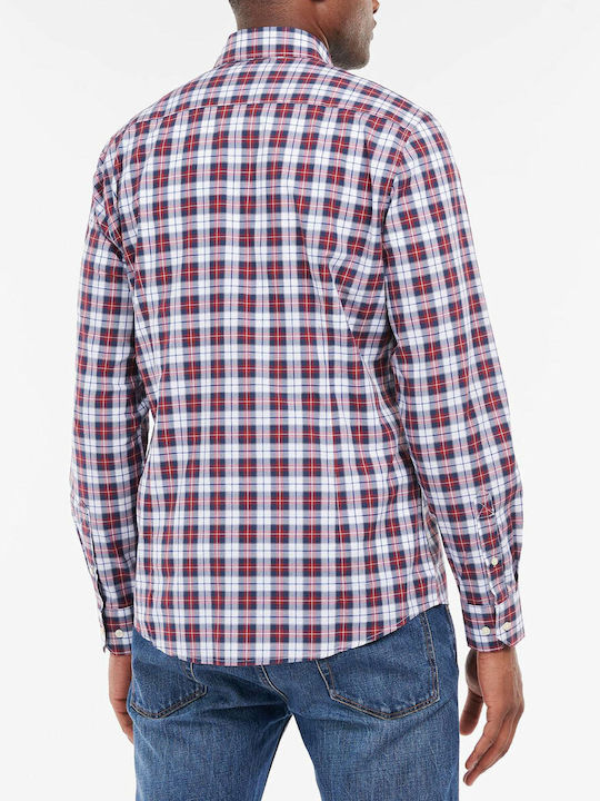 Barbour Men's Shirt Long Sleeve Cotton Checked Red