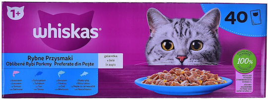 Whiskas Fish Favourites Wet Food for Cats in Pouches with Cod, Salmon, Tuna and Fish 40x85gr