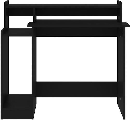 Computer Büro Holz Schwarz mit LED & USB-Anschlüssen 97x45x90cm
