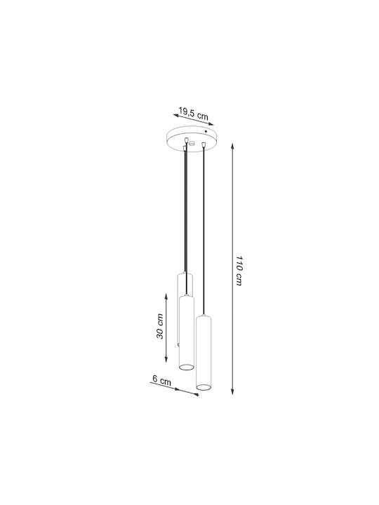 Sollux Borgio Pendant Light Three-Light for Socket GU10 White