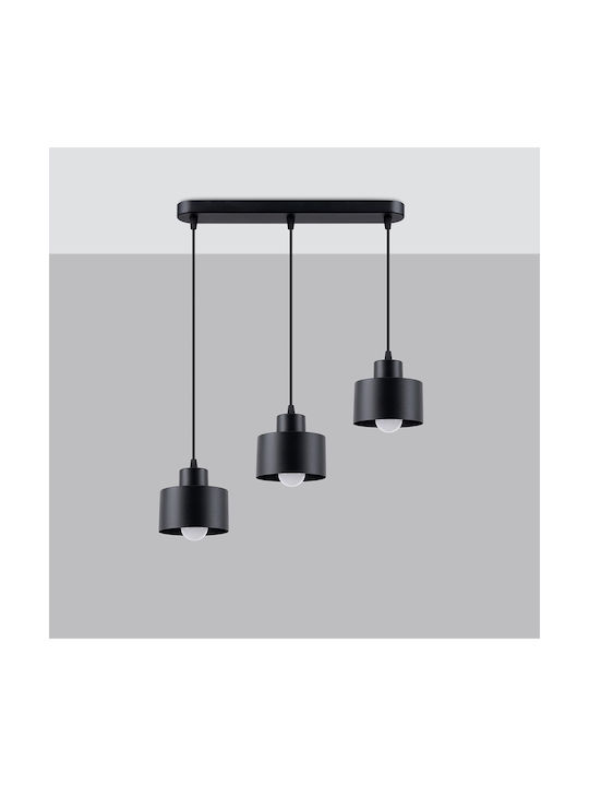 Sollux Savar Pendant Light Three-Light Rail for Socket E27 Black