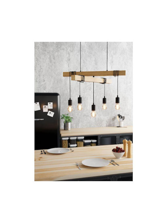 Eglo Townshend Pendant Chandelier with Rope for 5 Bulbs E27 Brown