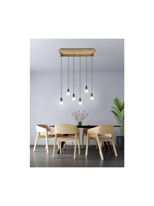 Eglo Wootton Pendant Chandelier for 6 Bulbs E27 Brown