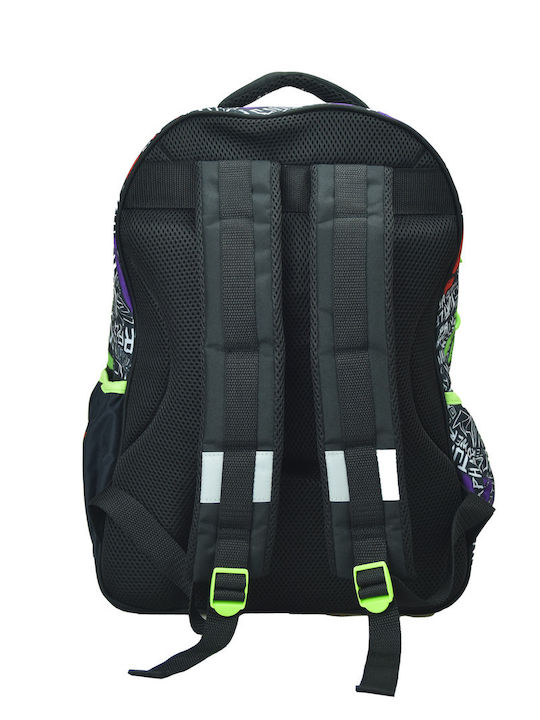 Gim Ninja Turtles School Bag Backpack Elementary, Elementary Black with Water Bottle Holder 27Liters