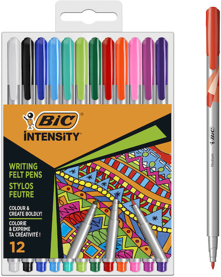BIC Intensity Μαρκαδόροι Σχεδίου 0.8mm Σετ 12τμχ (Διάφορα Χρώματα)