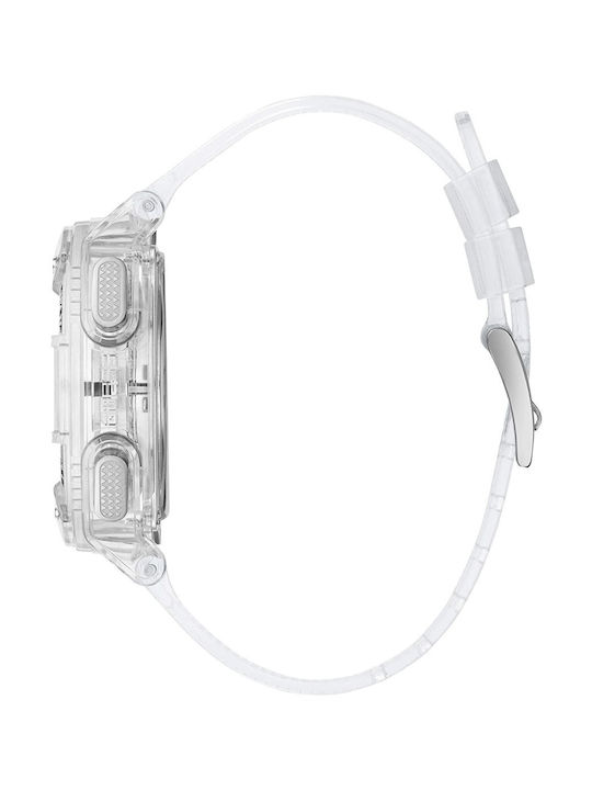 Guess Digital Watch Battery with White Rubber Strap