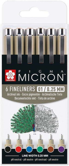 Sakura Pigma Micron Design Markers 0.5mm Black 6pcs