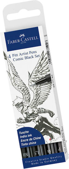 Faber-Castell Pitt Artist Design Markers 1.5mm Black 4pcs