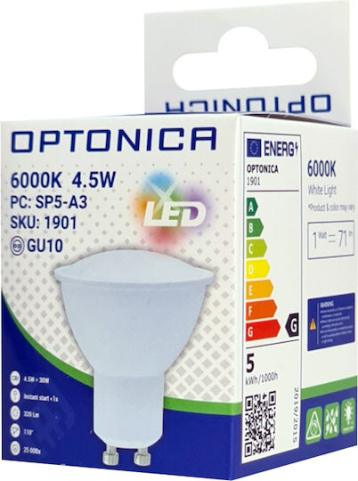Optonica LED-Lampe 4.5W für Fassung GU10 und Form M35 Kühles Weiß 320lm