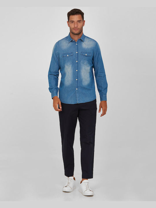 Markup Men's Shirt Long Sleeve Denim Blue