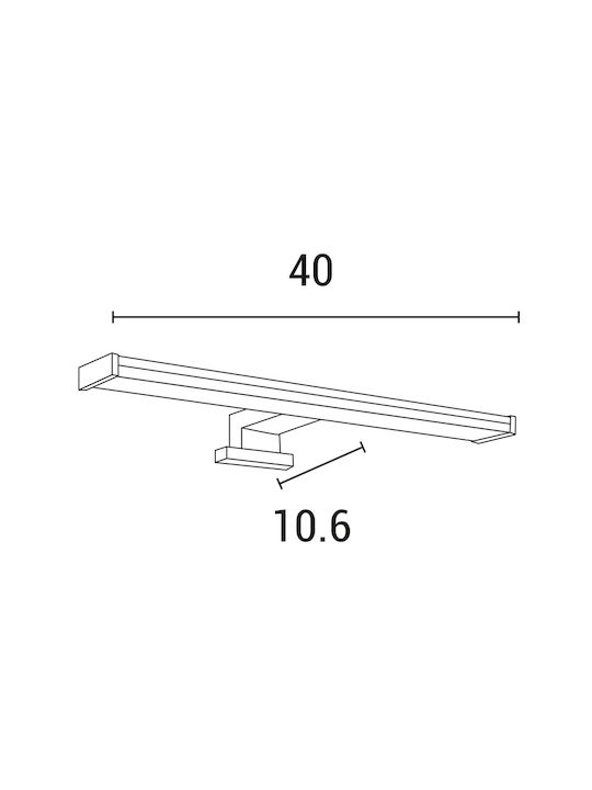 Eurolamp Modern Lamp Bathroom with Integrated LED and Warm White Light Silver 40x10.6x4.2cm