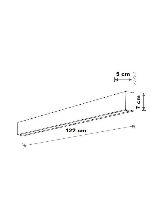 Nowodvorski Straight Wall L Modern Lamp Wall with Socket T8 Black 122x7cm