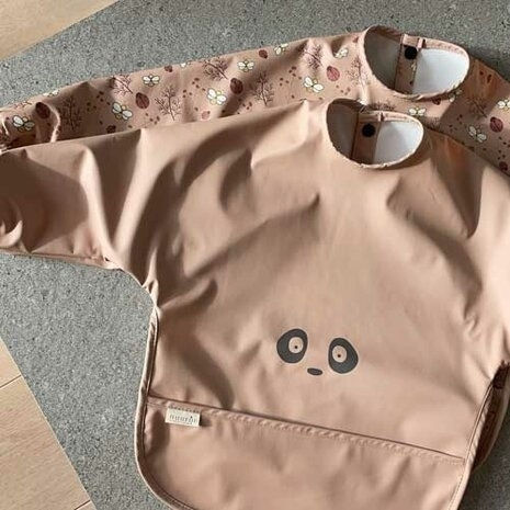Nuuroo Panda Waterproof Coverall Plastic with Button, Pocket & Sleeves Sand