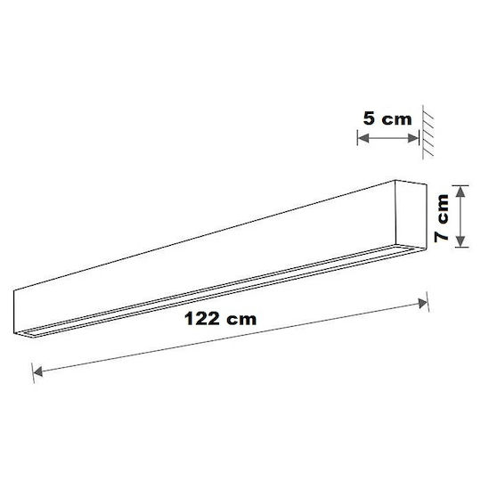 Nowodvorski Straight Wall L Commercial Linear LED Wall Light 22W Warm White IP20 L122xD7cm