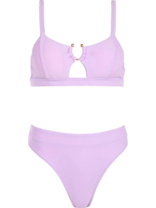 Gigi Set Bikini Τριγωνάκι & Brazil Ψηλόμεσο Λιλά