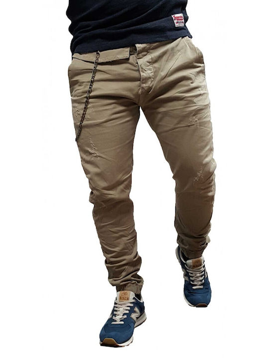 Stefan Fashion Men's Trousers Cargo Elastic in Slim Fit Khaki