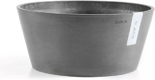 Ecopots Frankfurt Grau Pflanzgefäß Runder Topf Kunststoff Grau 50x50x25,5cm