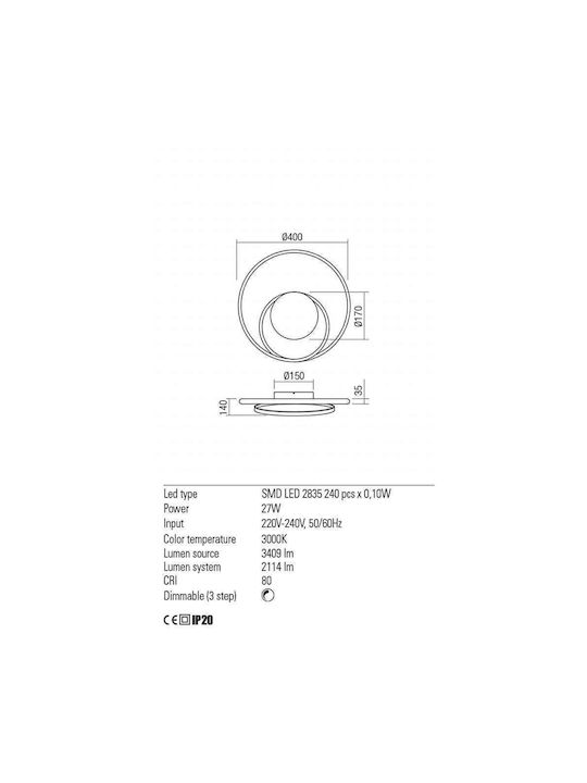 Redo Group Torsion Modern Metal Ceiling Light with Integrated LED 40pcs Copper