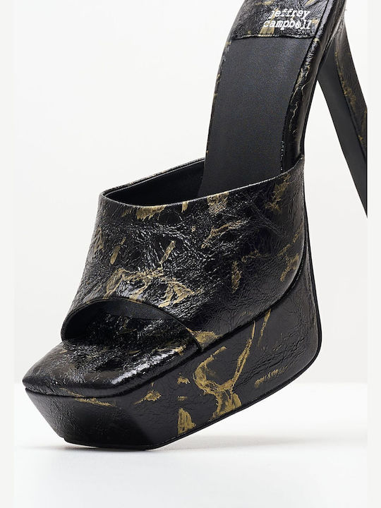 Going-Glam Δερμάτινα Mules με Λεπτό Ψηλό Τακούνι σε Μαύρο Χρώμα