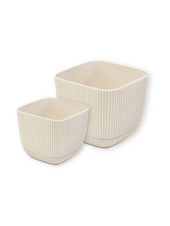 Viosarp Coral Γλάστρα Πλαστική Μπεζ 15x15x13εκ.