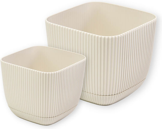 Viosarp Coral Plastic Flower Pot Beige 15x15x13cm