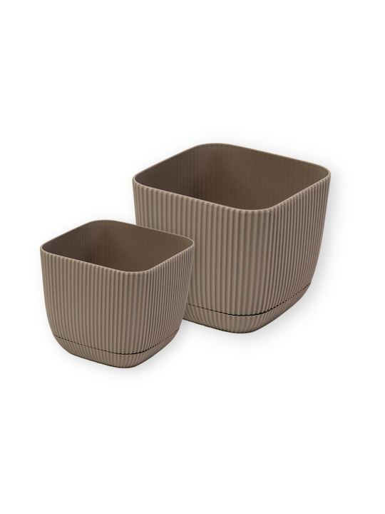 Viosarp Coral Γλάστρα Πλαστική Μπεζ 15x15x13εκ.