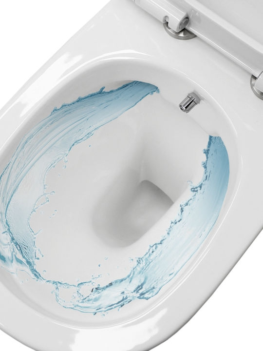 ECD Germany Toaletă montată pe perete cu Capac Duroplast și Bideu Albă