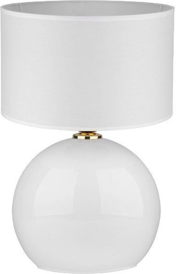 TK Lighting Palla Glass Table Lamp for Socket E27 with White Shade and Base