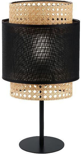 TK Lighting Boho Stoff Tischlampe für Fassung E27 mit Weiß Schirm und Basis