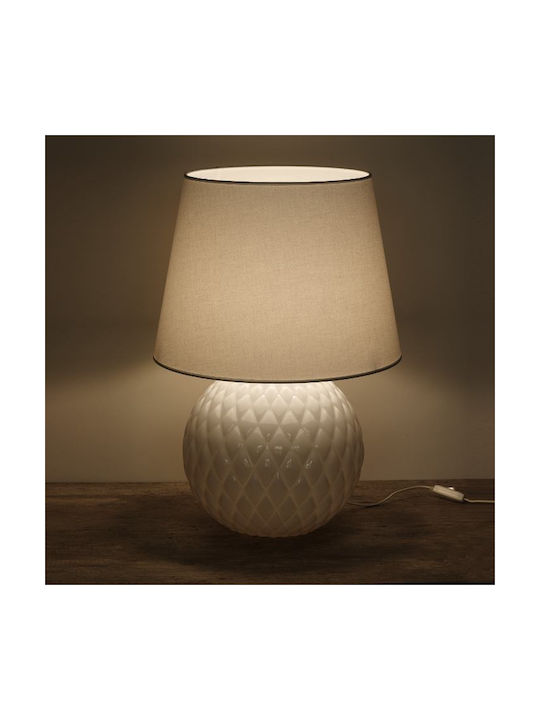 TK Lighting Santana Glass Table Lamp for Socket E27 with Beige Shade and Base
