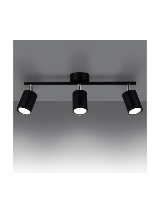 Sollux Triple Spot with Socket GU10 in Black Color