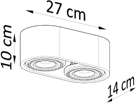 Sollux Basic 2 Διπλό Σποτ με Ντουί GU10 σε Καφέ Χρώμα