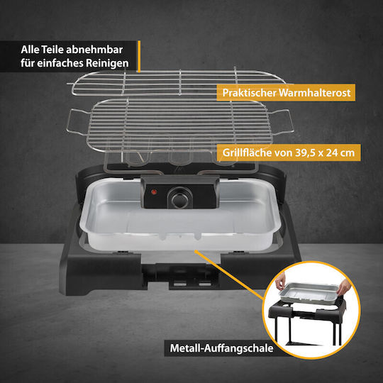 First Austria First Austria Floor Electric Grill with Grate 2000W with Adjustable Thermostat 45x22cm