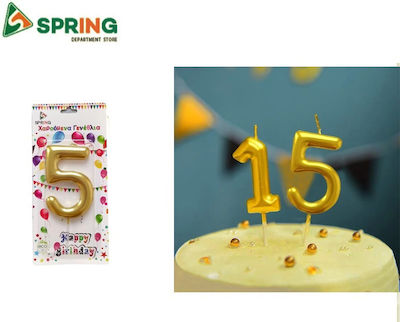 Birthday Candle Number "5" in Gold Color SDS-18545